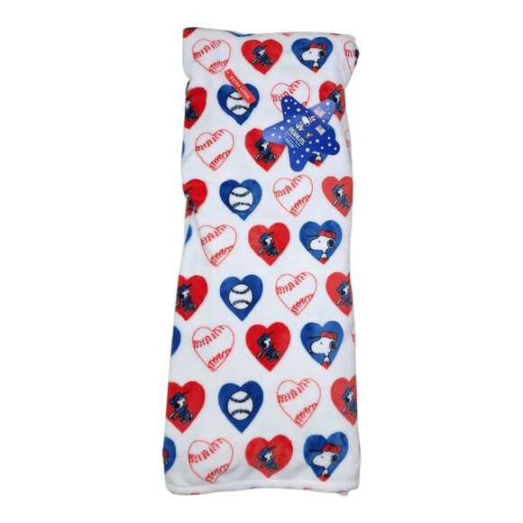 Peanuts VelvetLoft Throw Blanket Snoopy Extra Long 60"x70" July 4th Baseball - Picture 1 of 11
